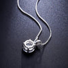 Solitaire Swarovski Crystal Princess Necklace in 18K White Gold