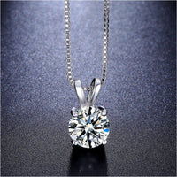 18K Gold Plating Solitaire Necklace and 4 Prong Earring made With Swarovski Crystals with Gift Box - 3 Options Available