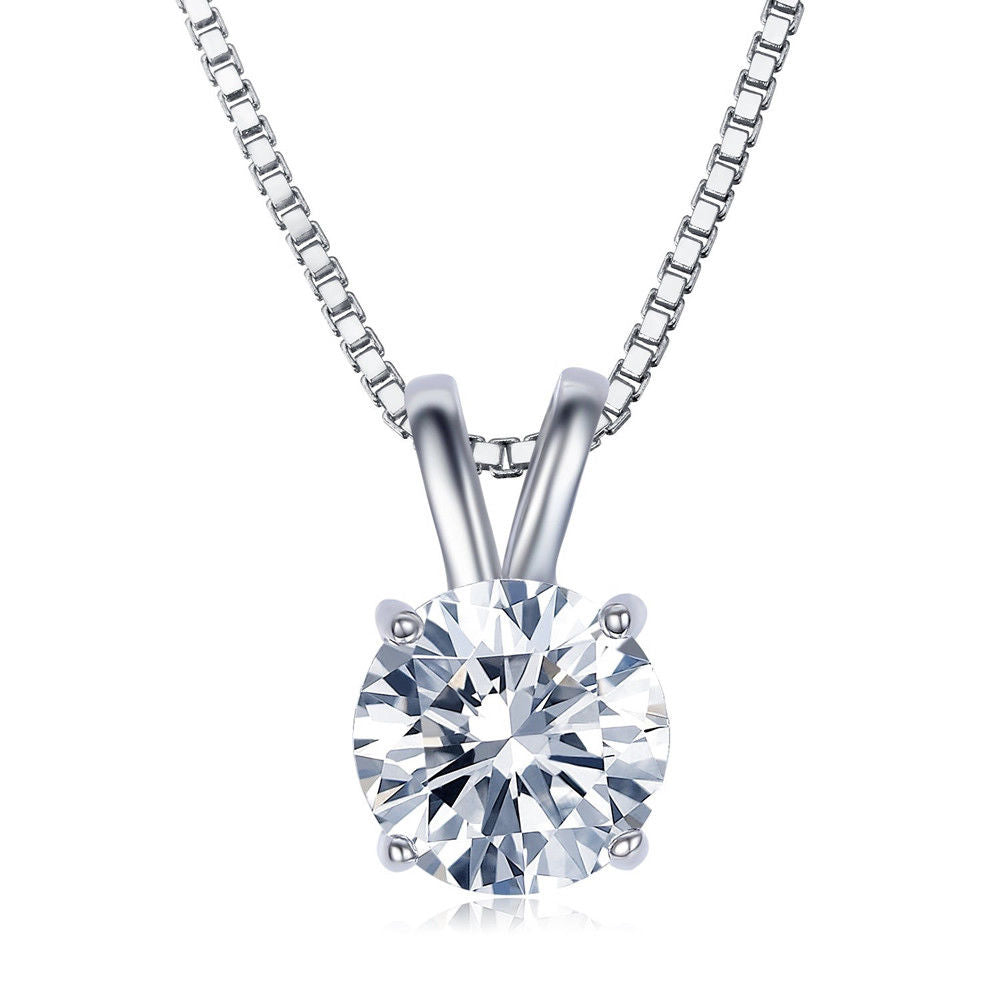 18K Gold Plating Solitaire Necklace and 4 Prong Earring made With Swarovski Crystals with Gift Box - 3 Options Available