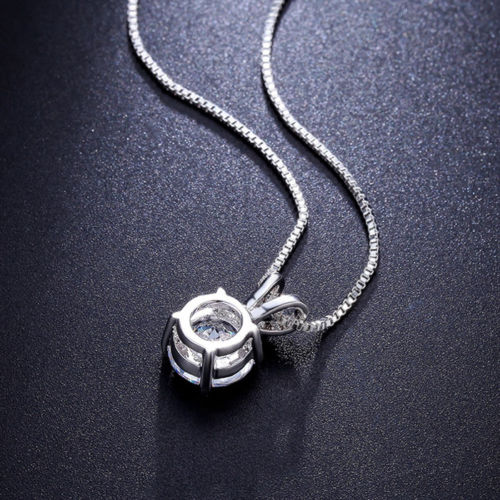 18K Gold Plating Solitaire Necklace and 4 Prong Earring made With Swarovski Crystals with Gift Box - 3 Options Available