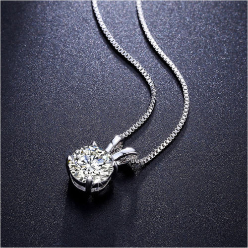 18K Gold Plating Solitaire Necklace and 4 Prong Earring made With Swarovski Crystals with Gift Box - 3 Options Available