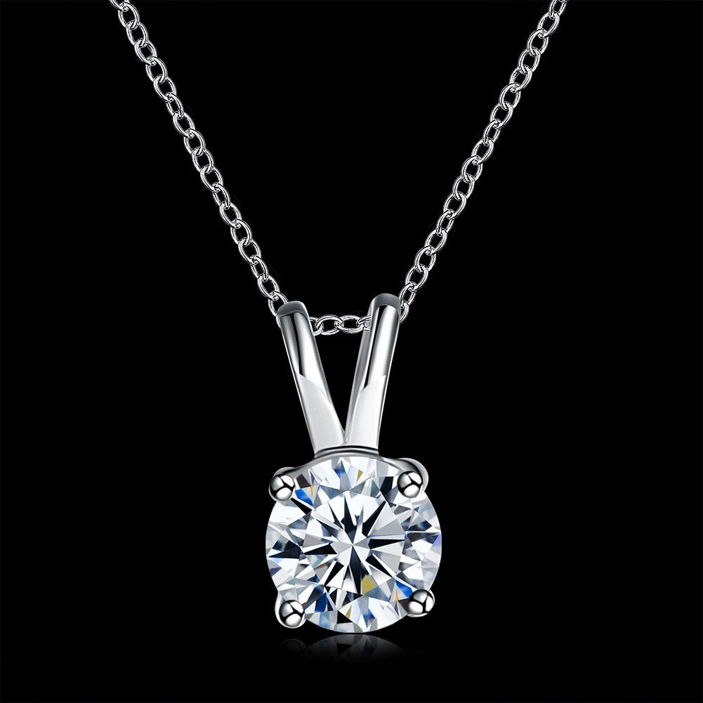 10Ct Tennis Bracelet + Halo Earring+ Necklace With Crystals - 5 Piece Set with Luxe Box - 18K White Gold