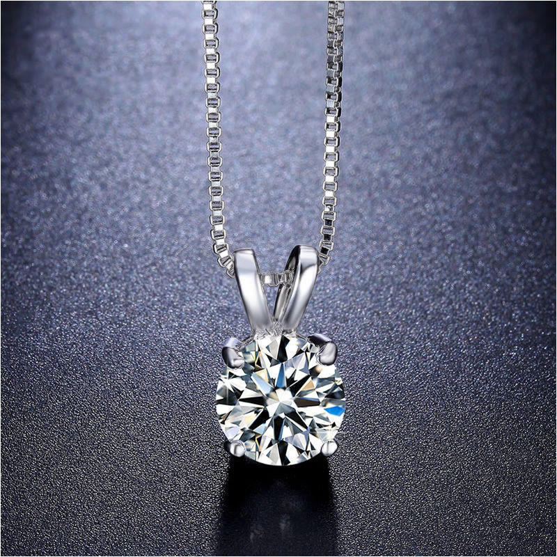 Solitaire Austrian Crystal Princess Necklace in 18K White Gold