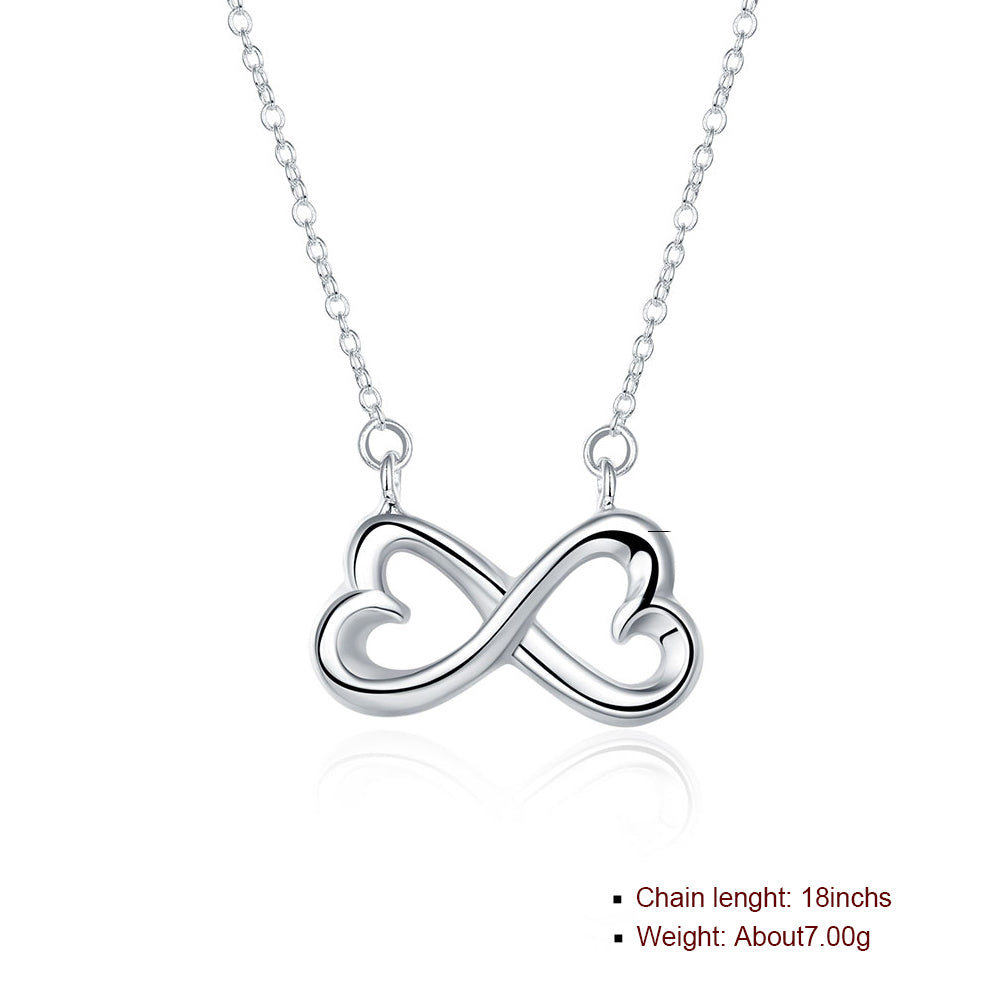 Infinity Heart Necklace in 18K White Gold Plated