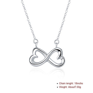 Infinity Heart Necklace in 18K White Gold Plated