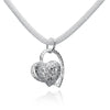 Mesh chain with Heart Necklace in 18K White Gold Plated