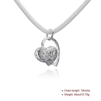 Mesh chain with Heart Necklace in 18K White Gold Plated
