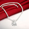 Mesh chain with Heart Necklace in 18K White Gold Plated