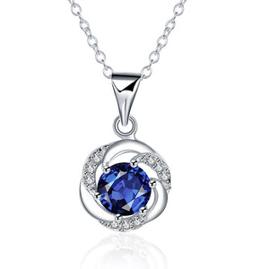 Sapphire Curved Pav'e Necklace Gemstone