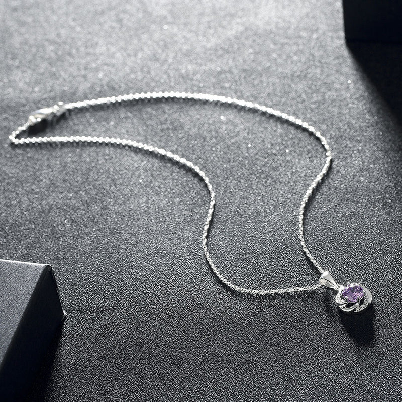Amethyst Curved Pave Necklace Gemstone, Necklaces, Golden NYC Jewelry, Golden NYC Jewelry jewelryjewelry deals, swarovski crystal jewelry, groupon jewelry,, jewelry for mom, 