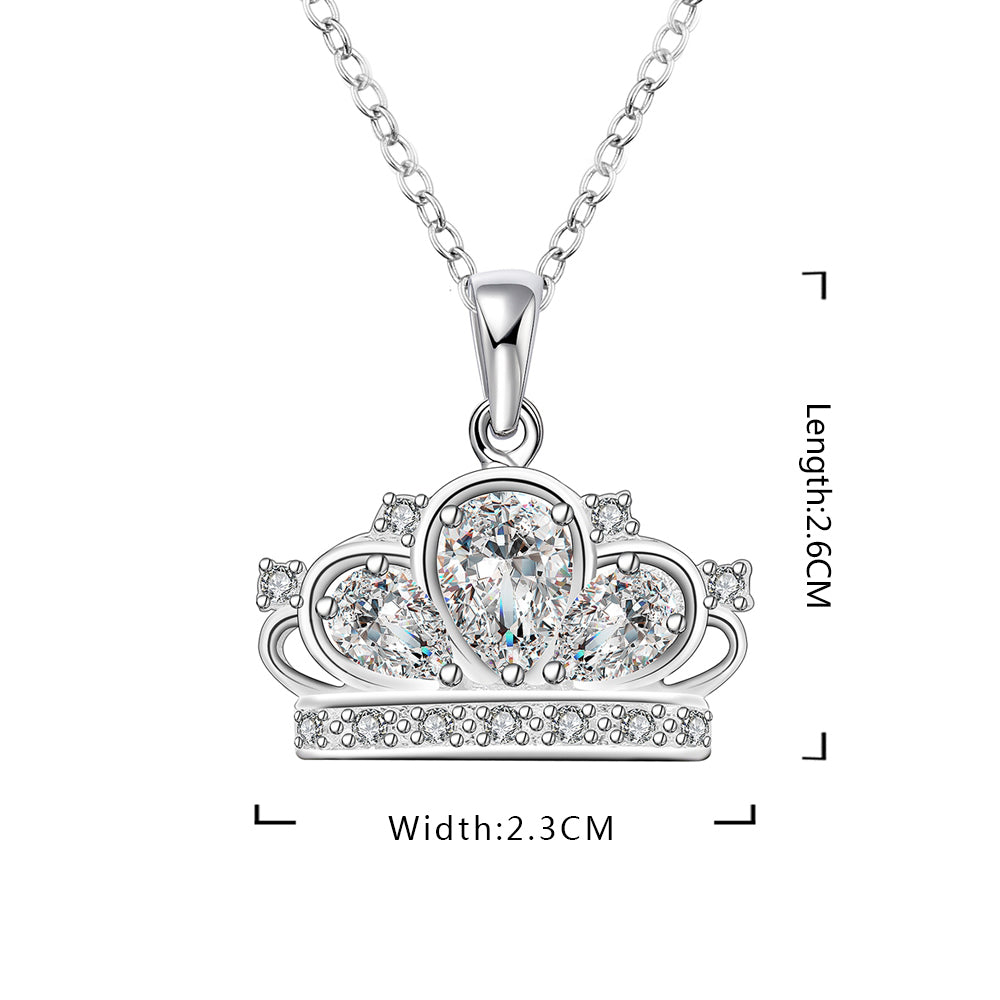 Princess Crown Necklace in 18K White Gold Plated