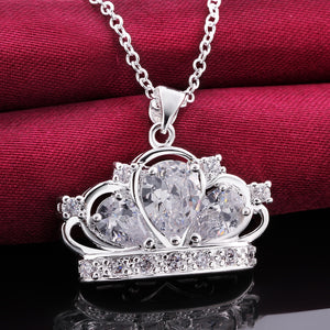 Princess Crown Necklace in 18K White Gold Plated