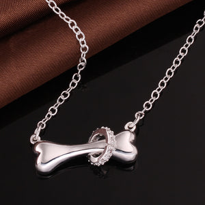 Dog Wishbone Necklace in 18K White Gold Plated, Necklace, Golden NYC Jewelry, Golden NYC Jewelry  jewelryjewelry deals, swarovski crystal jewelry, groupon jewelry,, jewelry for mom,