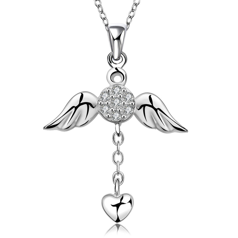 Wings of Angel Necklace in 18K White Gold Plated