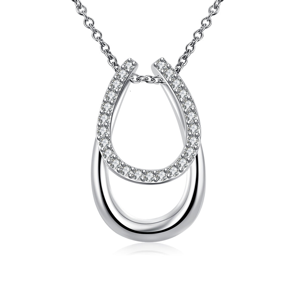 Swarovski Elements Horseshoe Pendant Necklace in 18K White Gold