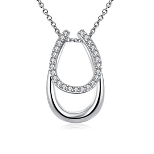 Austrian Elements Horseshoe Pendant Necklace in 18K White Gold