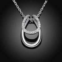 Swarovski Elements Horseshoe Pendant Necklace in 18K White Gold