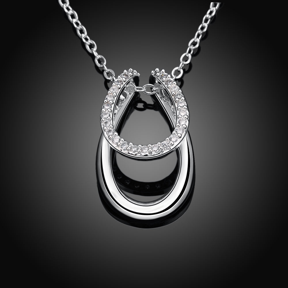 Swarovski Elements Horseshoe Pendant Necklace in 18K White Gold