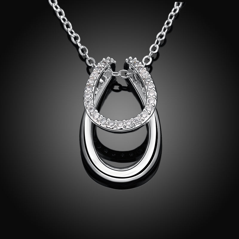 Swarovski Elements Horseshoe Pendant Necklace in 18K White Gold