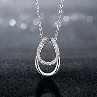 Swarovski Elements Horseshoe Pendant Necklace in 18K White Gold