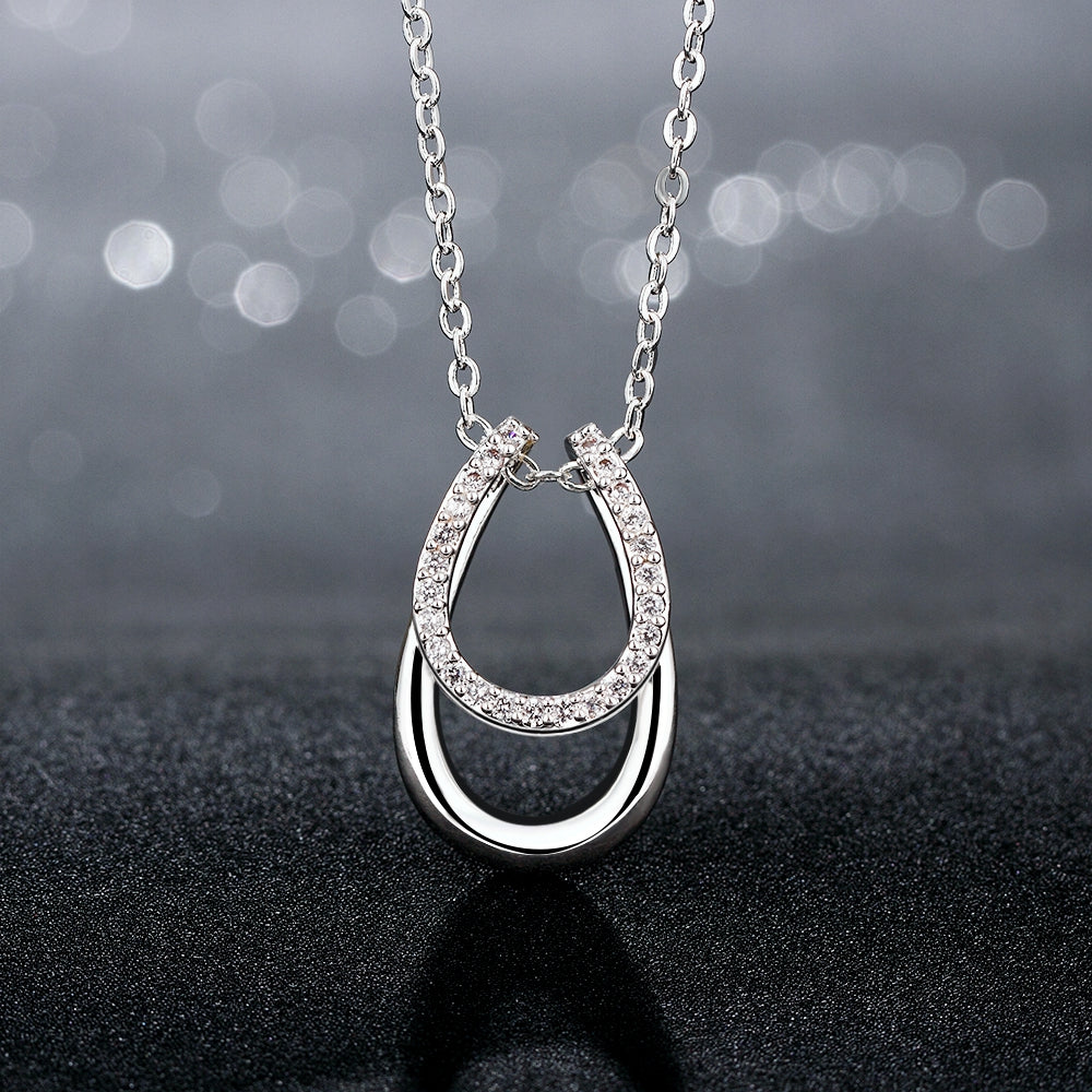 Swarovski Elements Horseshoe Pendant Necklace in 18K White Gold