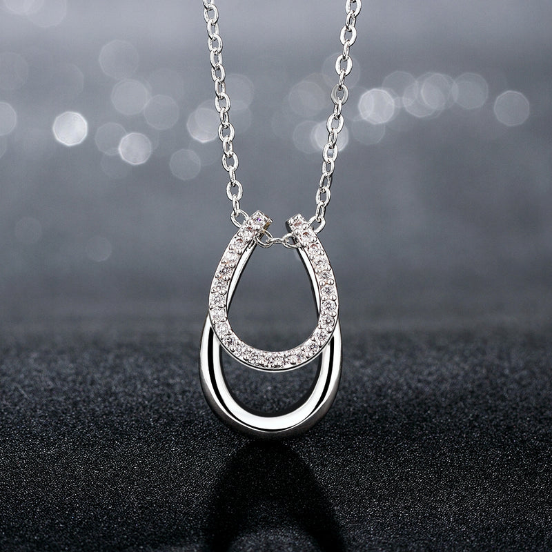 Swarovski Elements Horseshoe Pendant Necklace in 18K White Gold