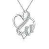 Intertwined Hearts Necklace with Swarovski Elements in 18K White Gold