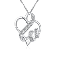 Intertwined Hearts Necklace with Swarovski Elements in 18K White Gold
