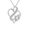 Intertwined Hearts Necklace with Austrian Elements in 18K White Gold