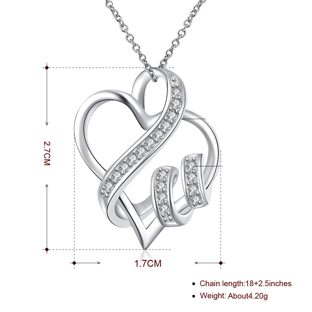 I LOVE YOU Necklace in 18K White Gold Plated