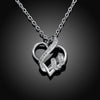Intertwined Hearts Necklace with Swarovski Elements in 18K White Gold