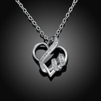 Intertwined Hearts Necklace with Swarovski Elements in 18K White Gold