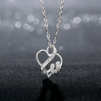 Intertwined Hearts Necklace with Swarovski Elements in 18K White Gold
