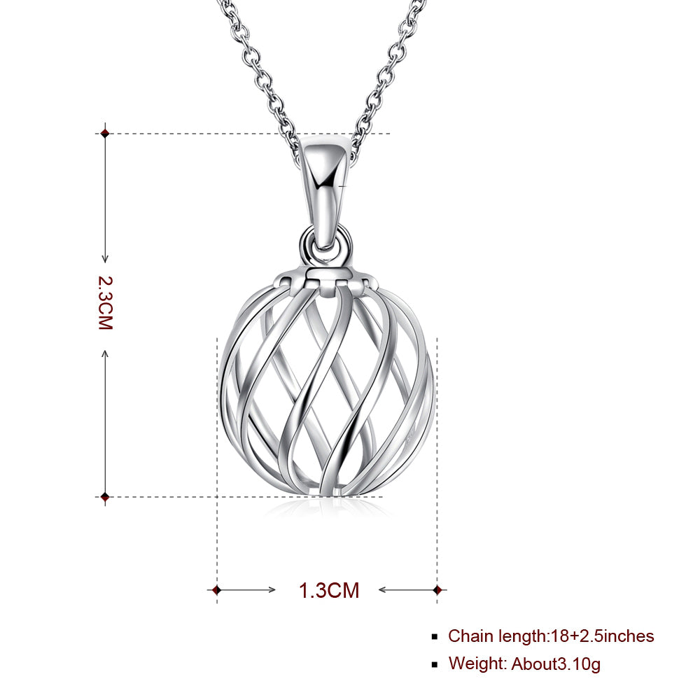 Spiral Ball Necklace in 18K White Gold Plated