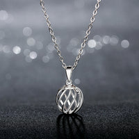 Spiral Ball Necklace in 18K White Gold Plated
