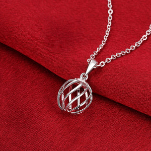 Spiral Ball Necklace in 18K White Gold Plated