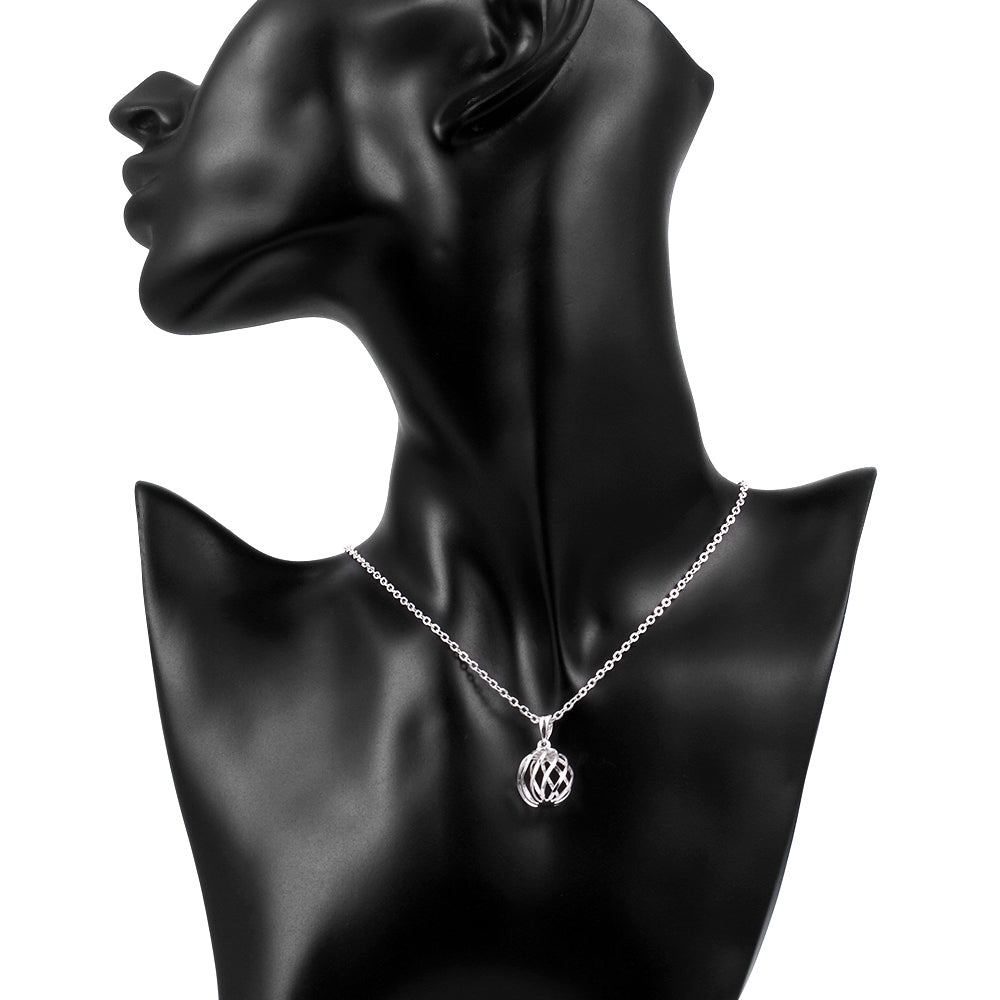 Spiral Ball Necklace in 18K White Gold Plated