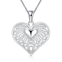 Heart with Children Necklace in 18K White Gold Plated