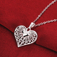 Heart with Children Necklace in 18K White Gold Plated