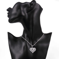 Heart with Children Necklace in 18K White Gold Plated