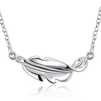 Leaf Necklace in 18K White Gold Plated