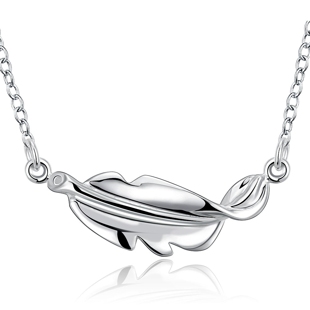 Leaf Necklace in 18K White Gold Plated