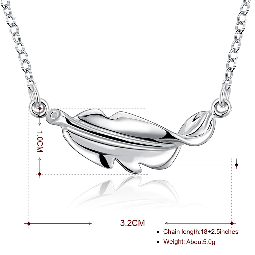 Leaf Necklace in 18K White Gold Plated