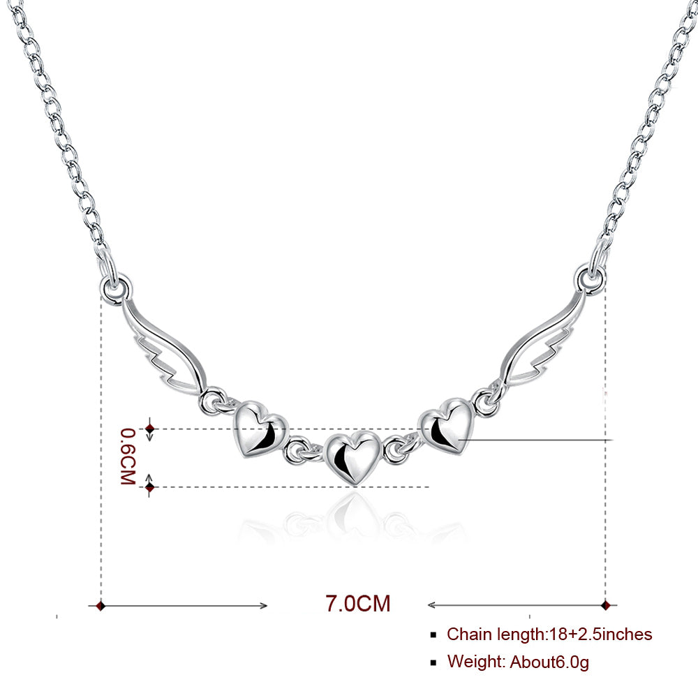 Triple Heart Necklace in 18K White Gold Plated