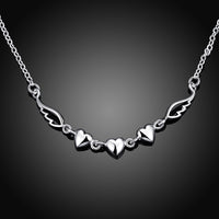 Triple Heart Necklace in 18K White Gold Plated