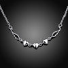 Triple Heart Necklace in 18K White Gold Plated