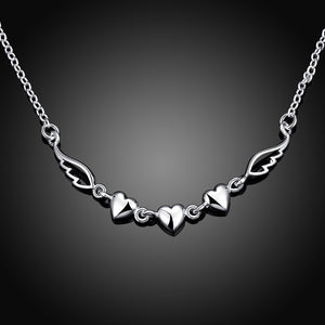 Triple Heart Necklace in 18K White Gold Plated