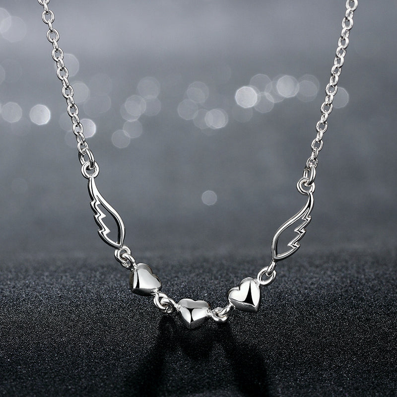 Triple Heart Necklace in 18K White Gold Plated