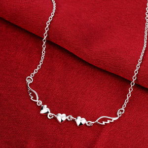 Triple Heart Necklace in 18K White Gold Plated