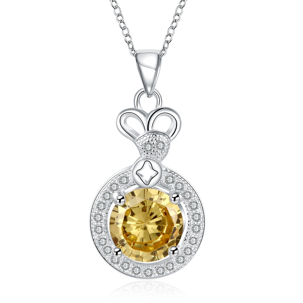 Citrine Yellow Necklace in 18K White Gold Plated, Necklace, Golden NYC Jewelry, Golden NYC Jewelry jewelryjewelry deals, swarovski crystal jewelry, groupon jewelry,, jewelry for mom,